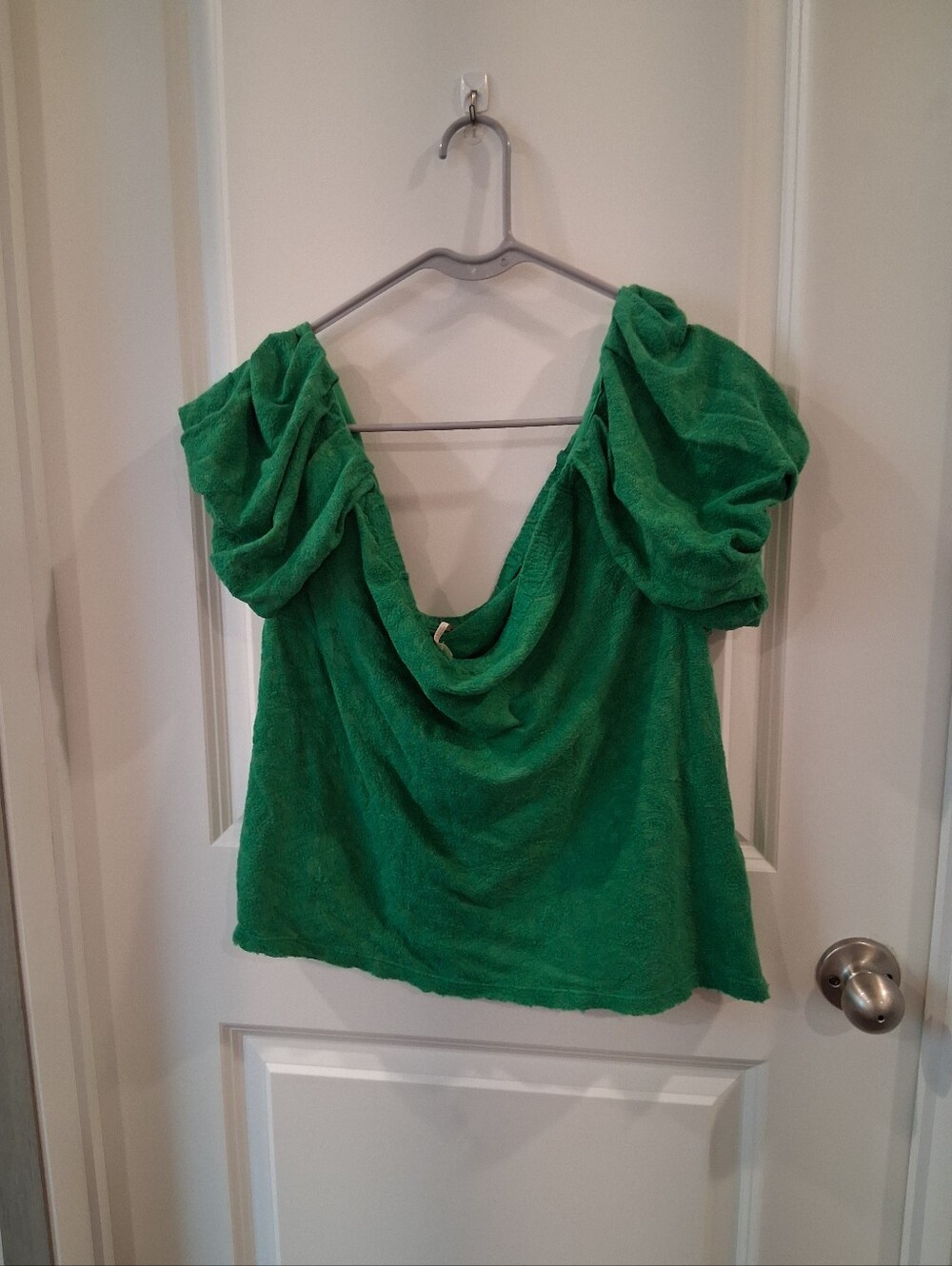 We The Free Emerald Green Draped Off-Shoulder Top Size Medium New